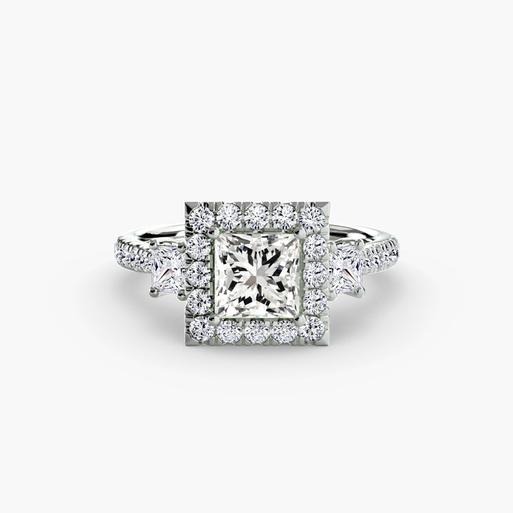 MAIDA I Halo Diamond Engagement Ring with a Diamond Band