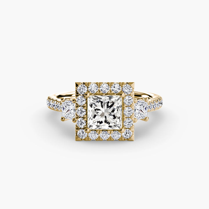 MAIDA I Halo Diamond Engagement Ring with a Diamond Band
