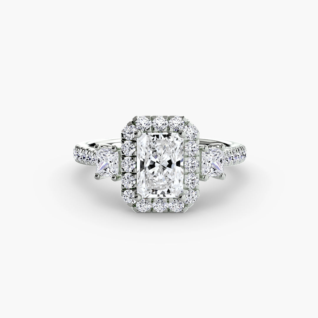 MAIDA I Halo Diamond Engagement Ring with a Diamond Band