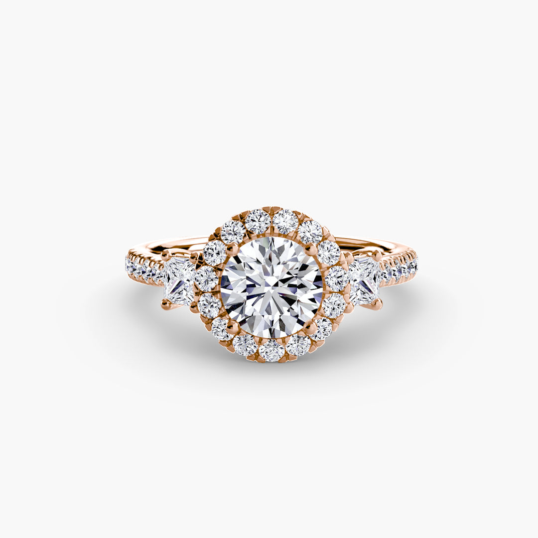 MAIDA I Halo Diamond Engagement Ring with a Diamond Band