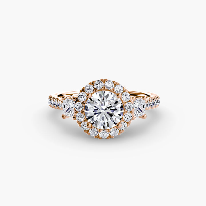 MAIDA I Halo Diamond Engagement Ring with a Diamond Band