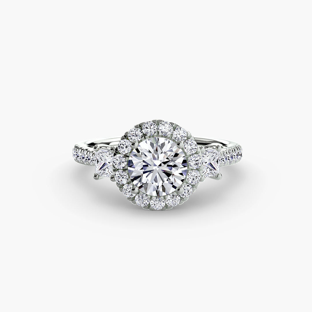MAIDA I Halo Diamond Engagement Ring with a Diamond Band