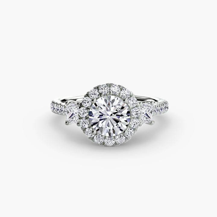 MAIDA I Halo Diamond Engagement Ring with a Diamond Band