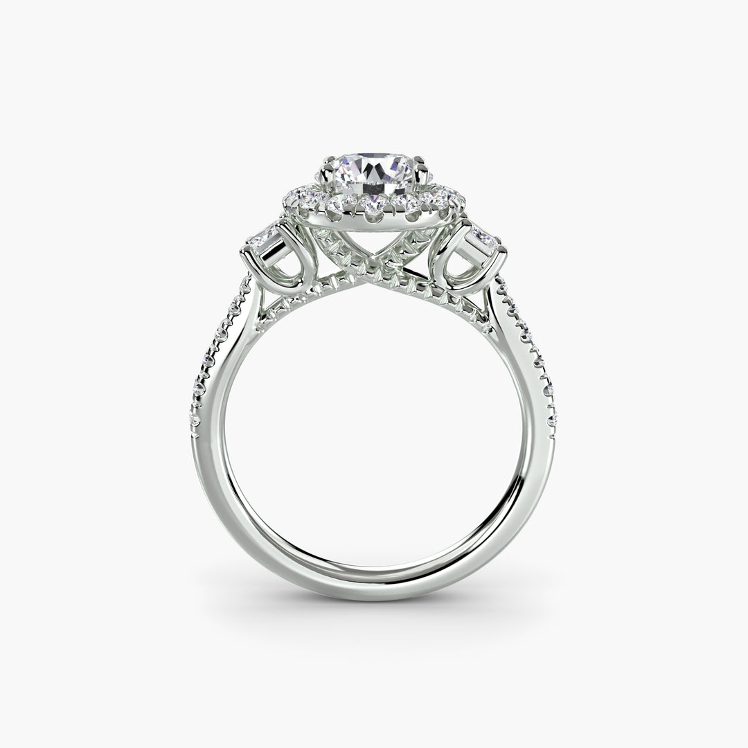 MAIDA I Halo Diamond Engagement Ring with a Diamond Band
