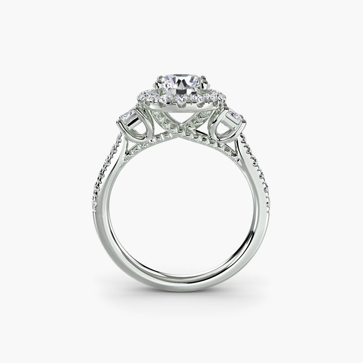 MAIDA I Halo Diamond Engagement Ring with a Diamond Band