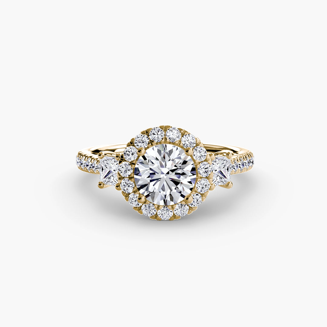 MAIDA I Halo Diamond Engagement Ring with a Diamond Band