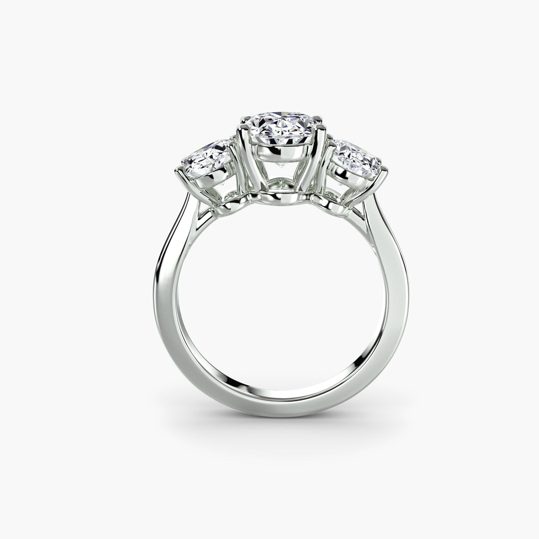 BELCARRA II Three Stone Engagement Ring with Oval Side Stones