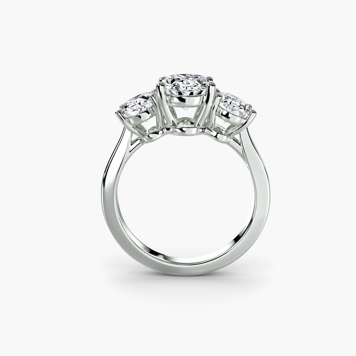 BELCARRA II Three Stone Engagement Ring with Oval Side Stones