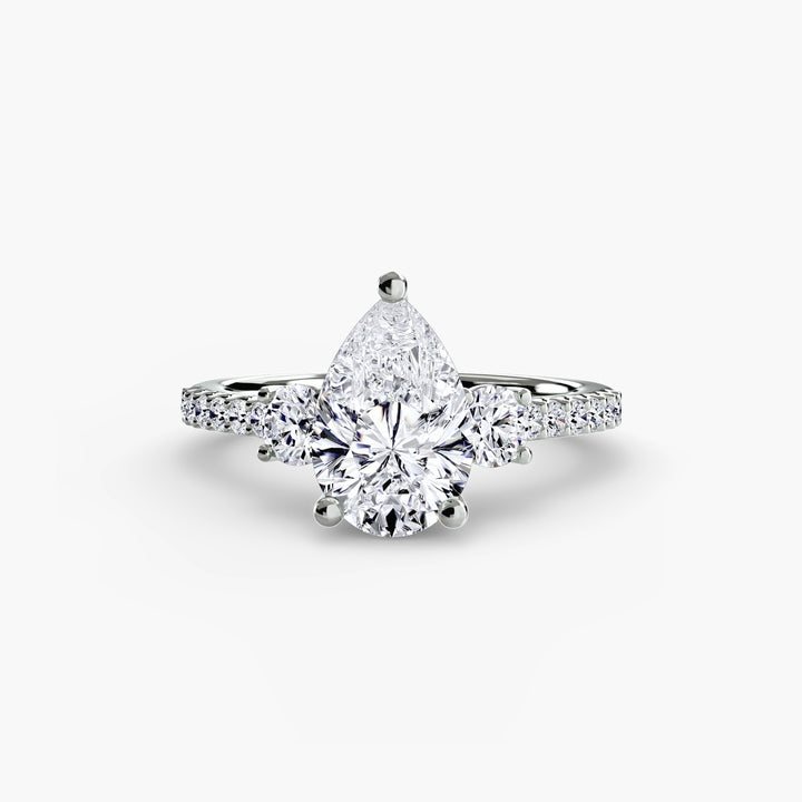 BROMONT I Three Stone Diamond Engagement Ring with a Diamond Band