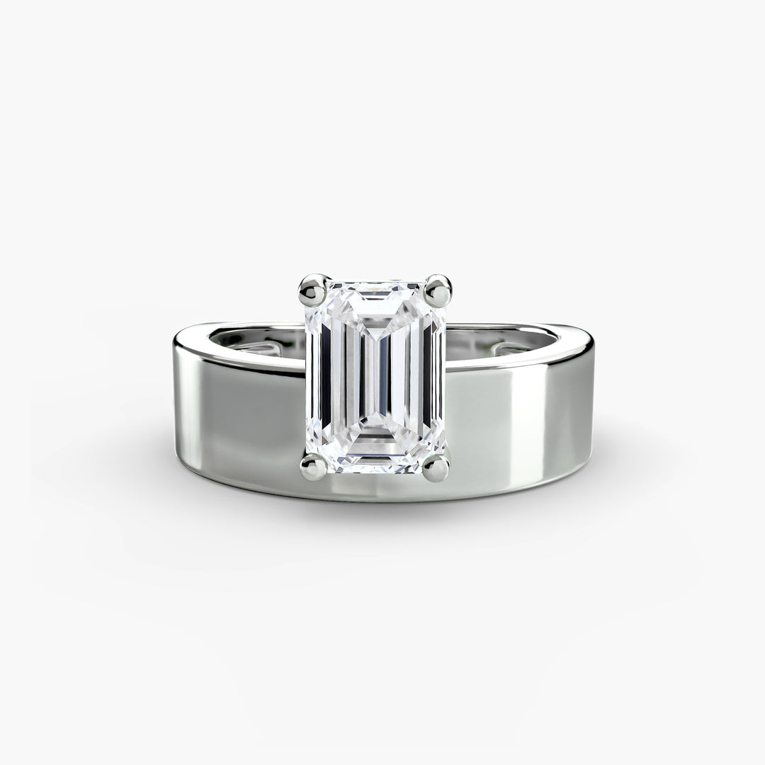 LORRAINE I Emerald-cut Diamond Engagement Ring with Wide Band