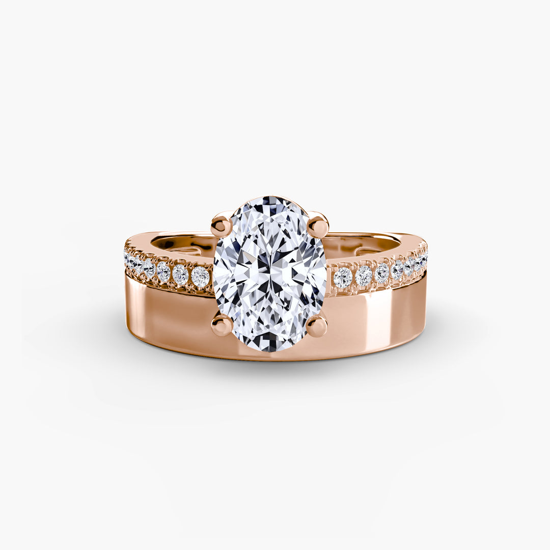 CLAIRMONT I Oval-cut Diamond Engagement Ring with a Diamond Wide Band