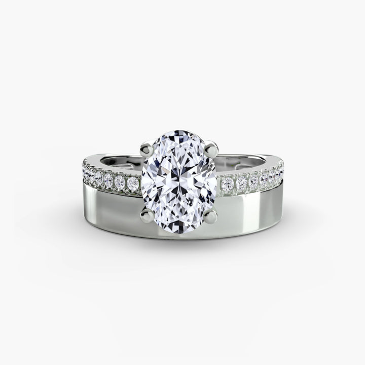CLAIRMONT I Oval-cut Diamond Engagement Ring with a Diamond Wide Band