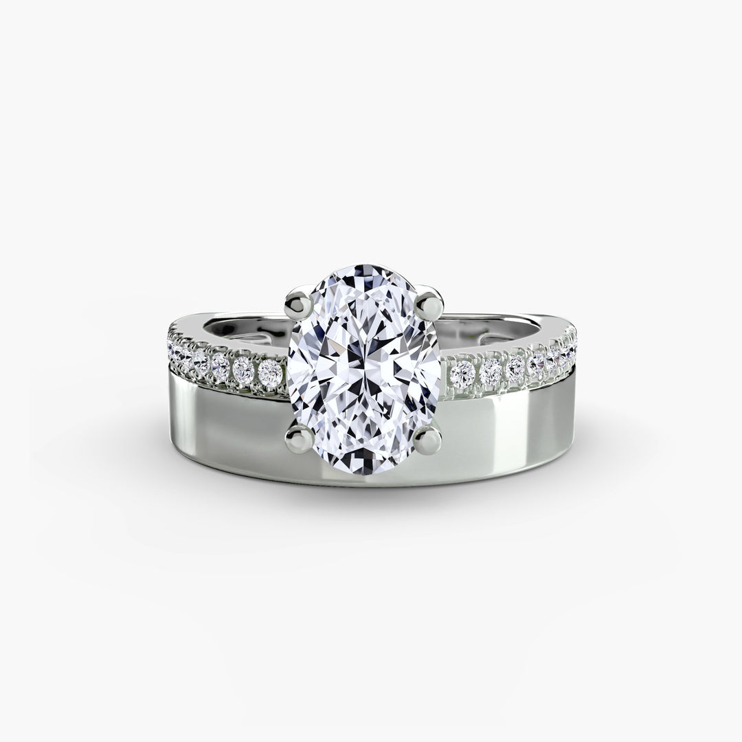 CLAIRMONT I Oval-cut Diamond Engagement Ring with a Diamond Wide Band