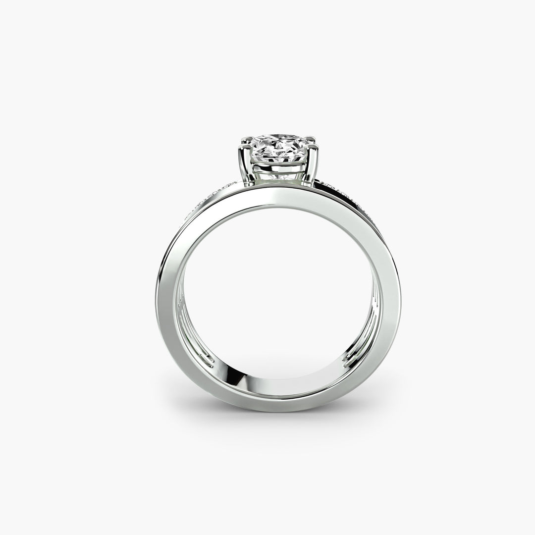 CLAIRMONT I Oval-cut Diamond Engagement Ring with a Diamond Wide Band
