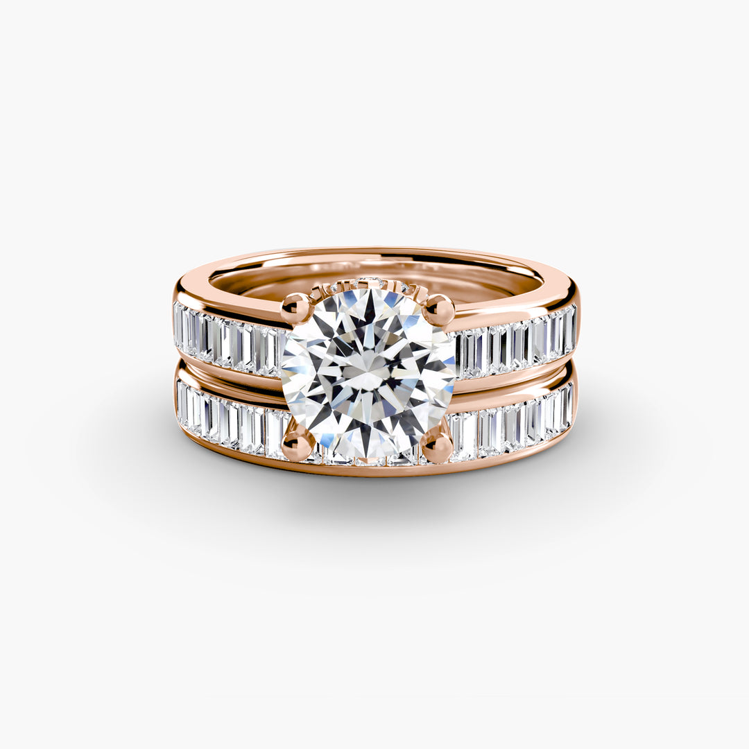 TARA I Round Brilliant Diamond Engagement Ring with a Channel-set Diamond Band