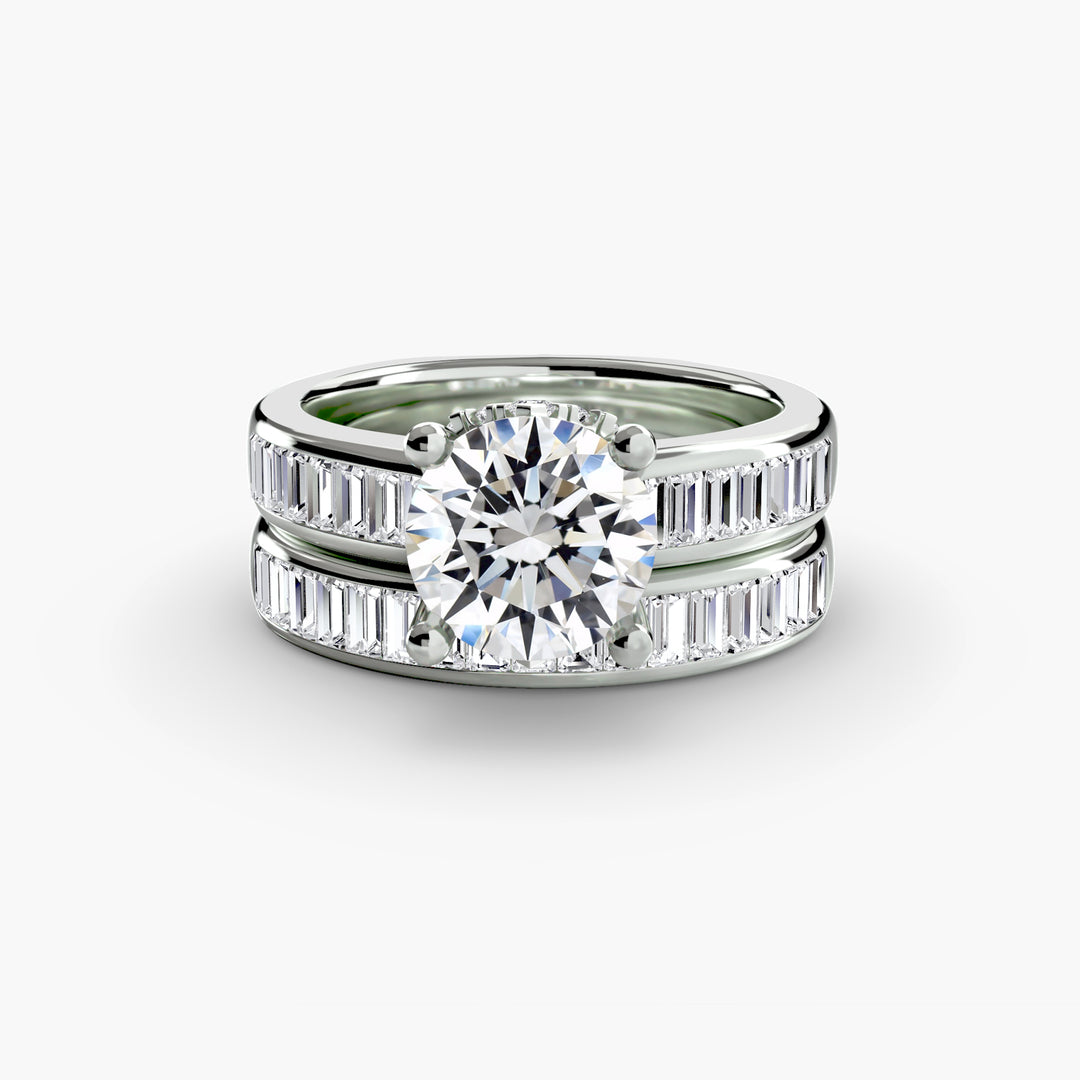 TARA I Round Brilliant Diamond Engagement Ring with a Channel-set Diamond Band