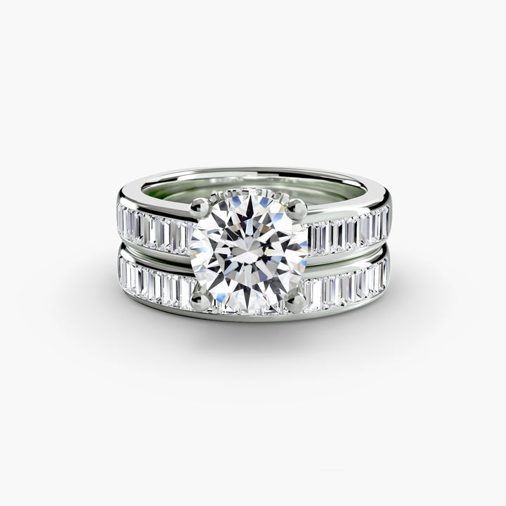 TARA I Round Brilliant Diamond Engagement Ring with a Channel-set Diamond Band