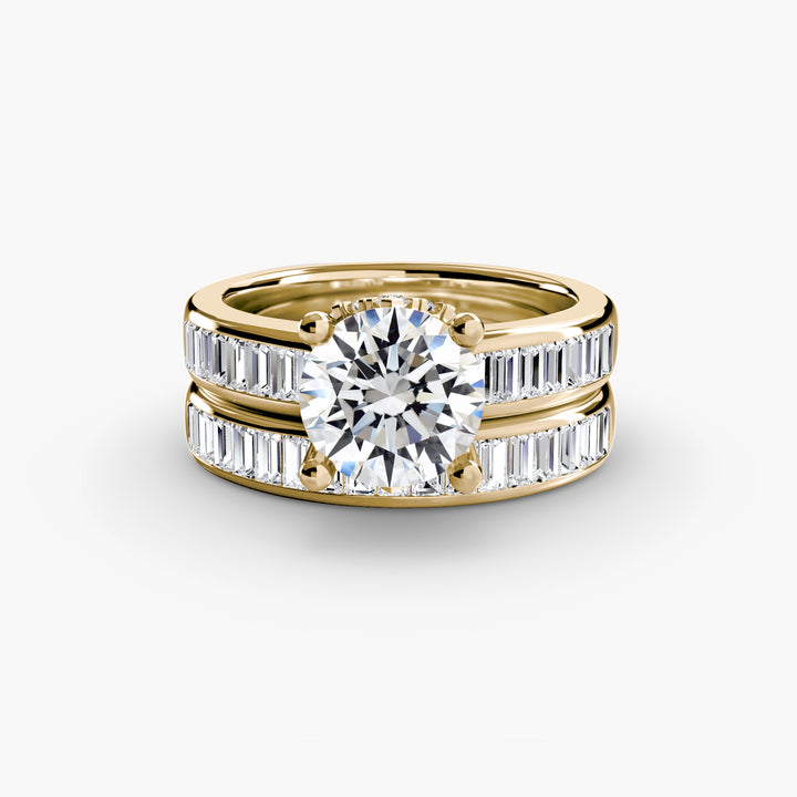TARA I Round Brilliant Diamond Engagement Ring with a Channel-set Diamond Band