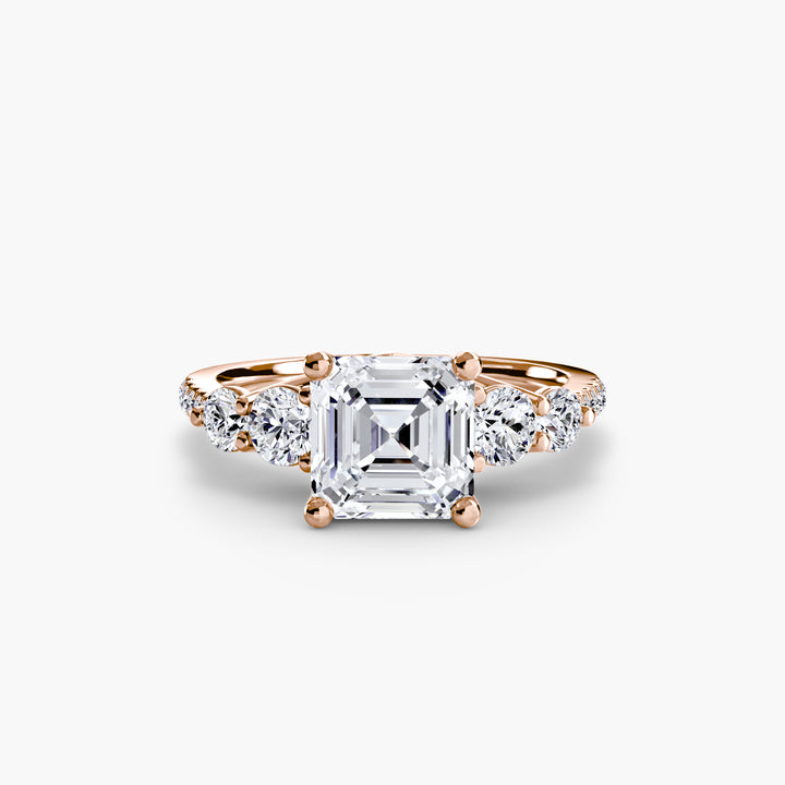 EDNA III Five Stone Diamond Engagement Ring with a Diamond Band