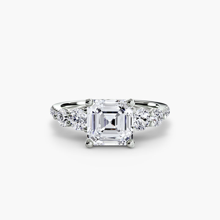 EDNA III Five Stone Diamond Engagement Ring with a Diamond Band