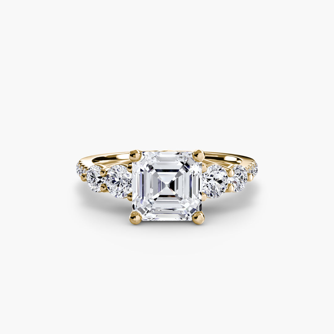 EDNA III Five Stone Diamond Engagement Ring with a Diamond Band
