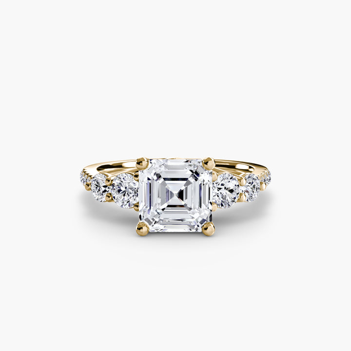 EDNA III Five Stone Diamond Engagement Ring with a Diamond Band