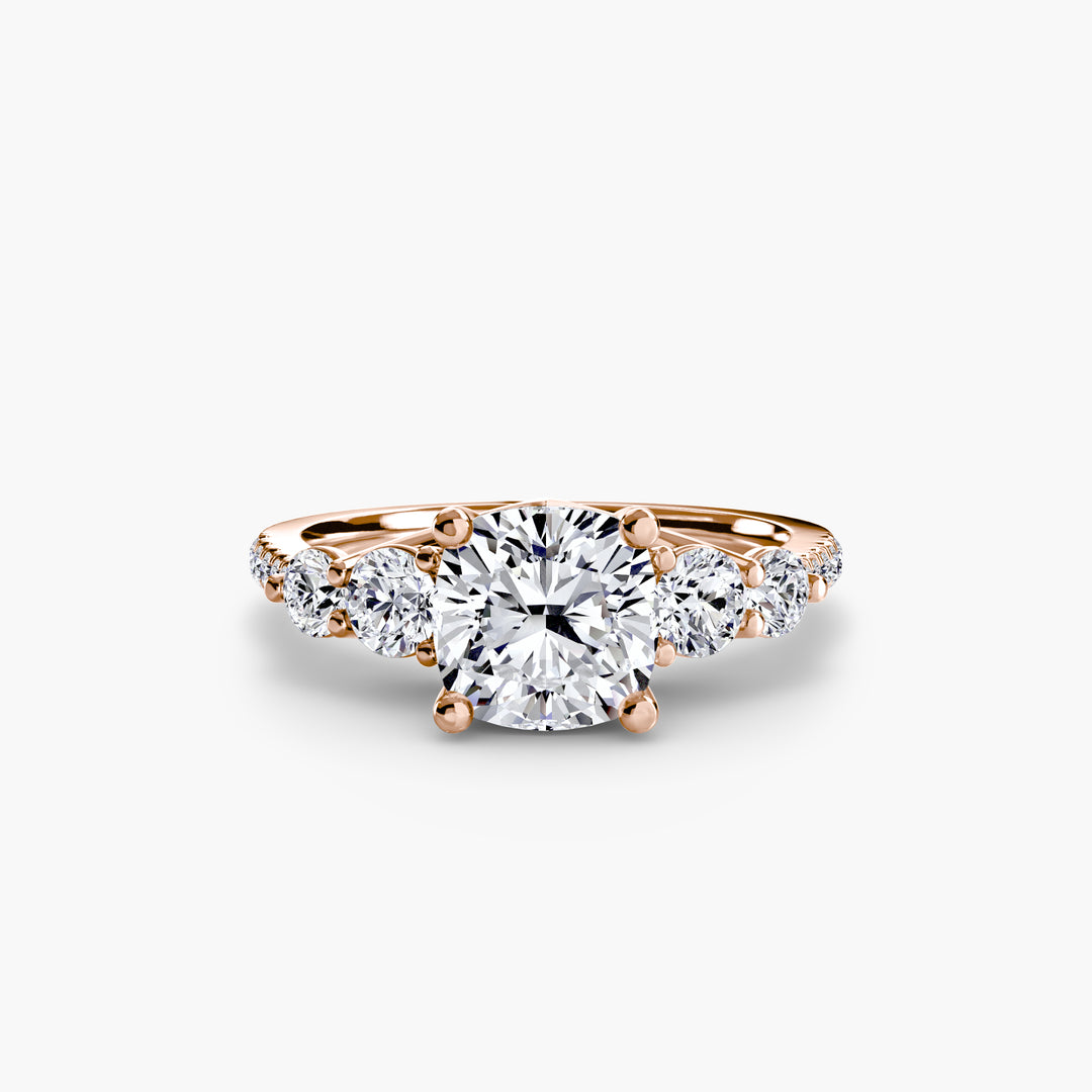 EDNA III Five Stone Diamond Engagement Ring with a Diamond Band