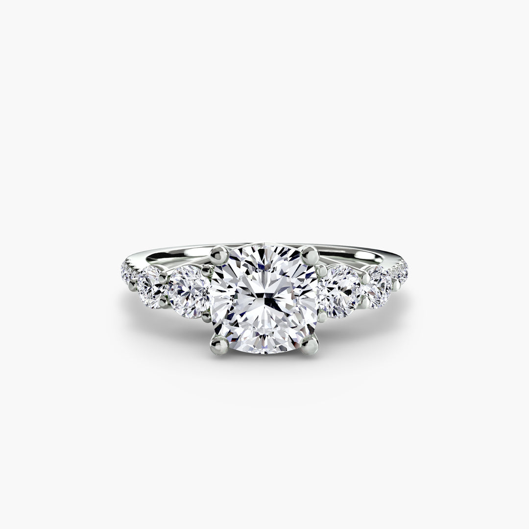 EDNA III Five Stone Diamond Engagement Ring with a Diamond Band