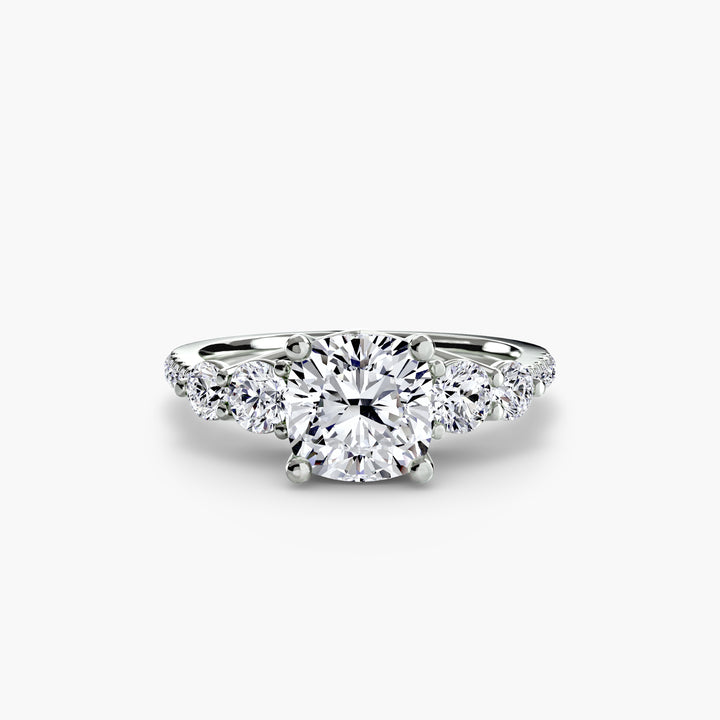 EDNA III Five Stone Diamond Engagement Ring with a Diamond Band