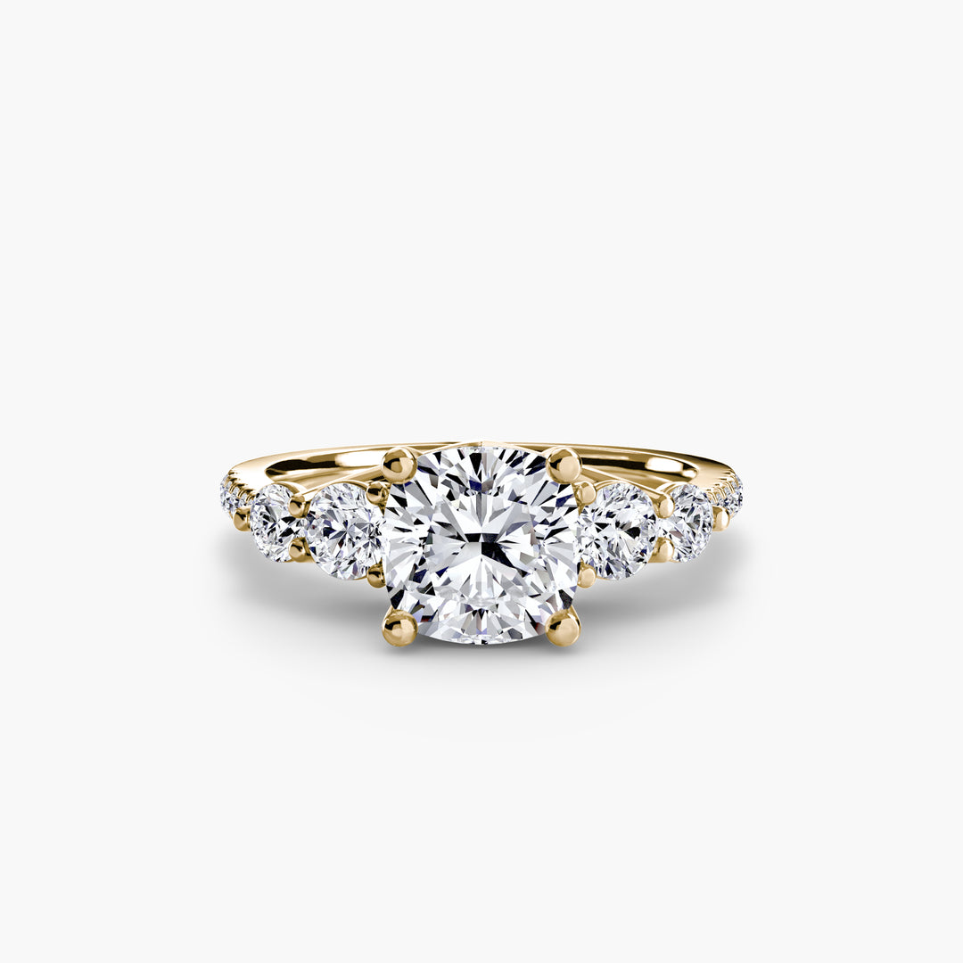 EDNA III Five Stone Diamond Engagement Ring with a Diamond Band