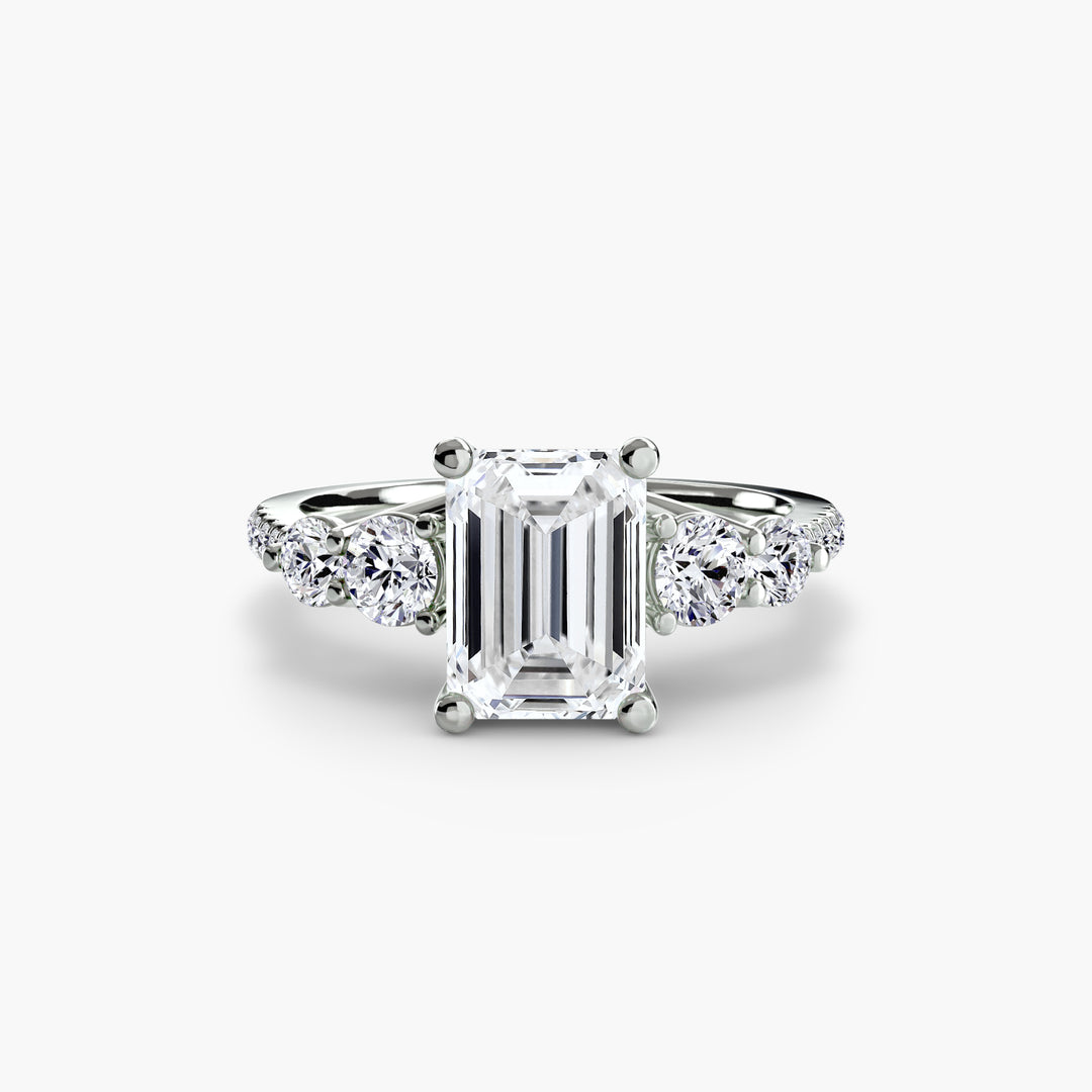 EDNA III Five Stone Diamond Engagement Ring with a Diamond Band