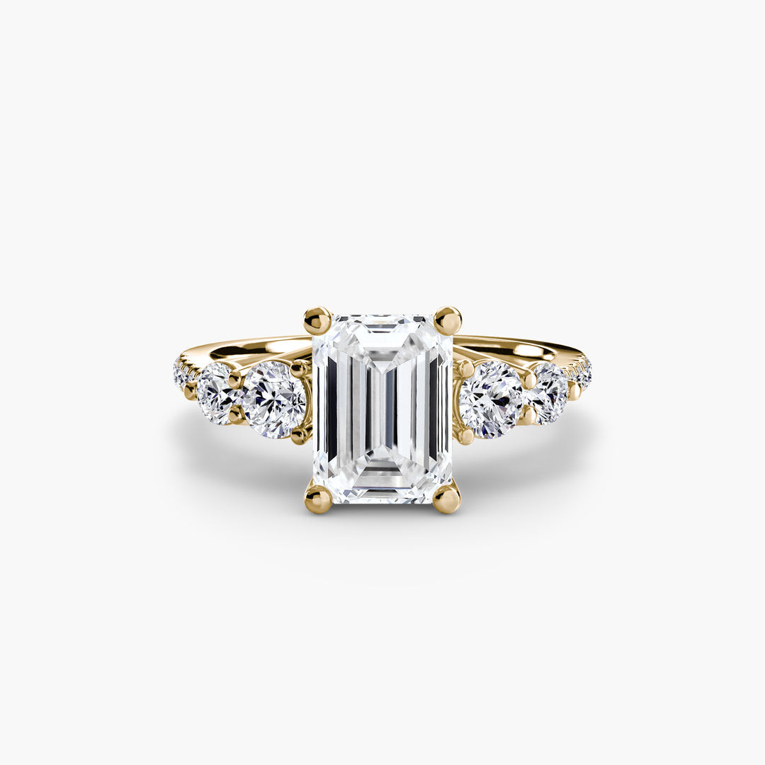 EDNA III Five Stone Diamond Engagement Ring with a Diamond Band