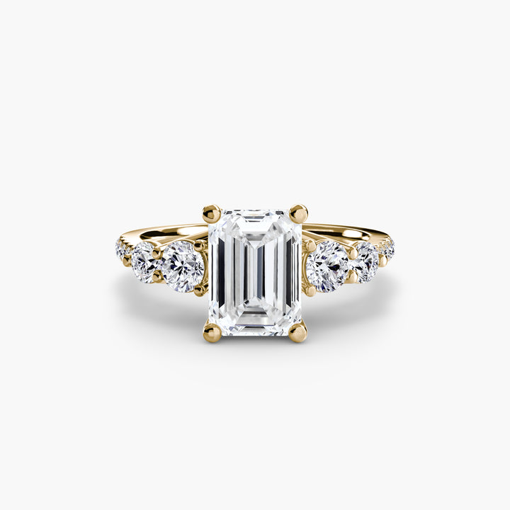 EDNA III Five Stone Diamond Engagement Ring with a Diamond Band