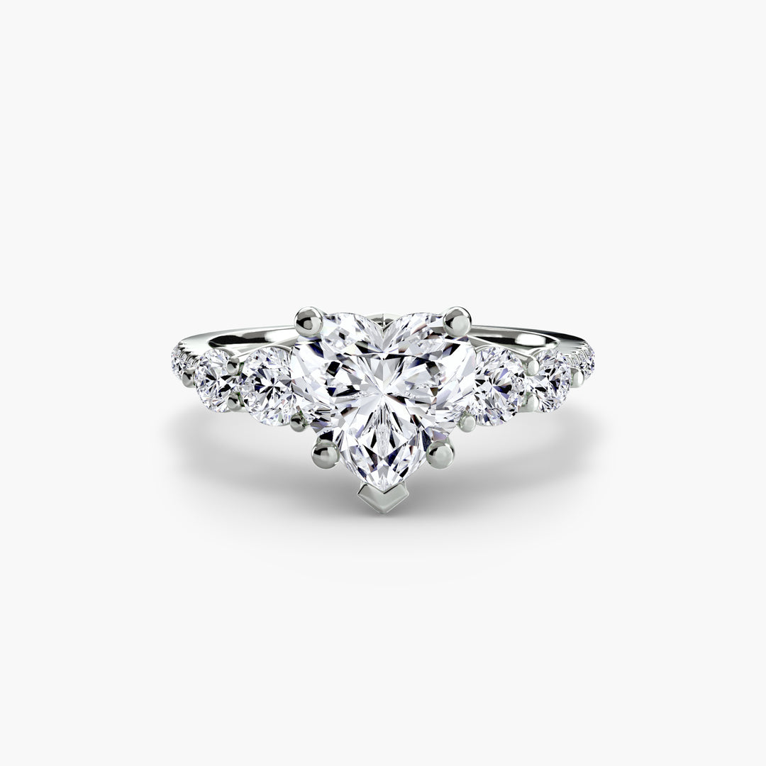 EDNA III Five Stone Diamond Engagement Ring with a Diamond Band