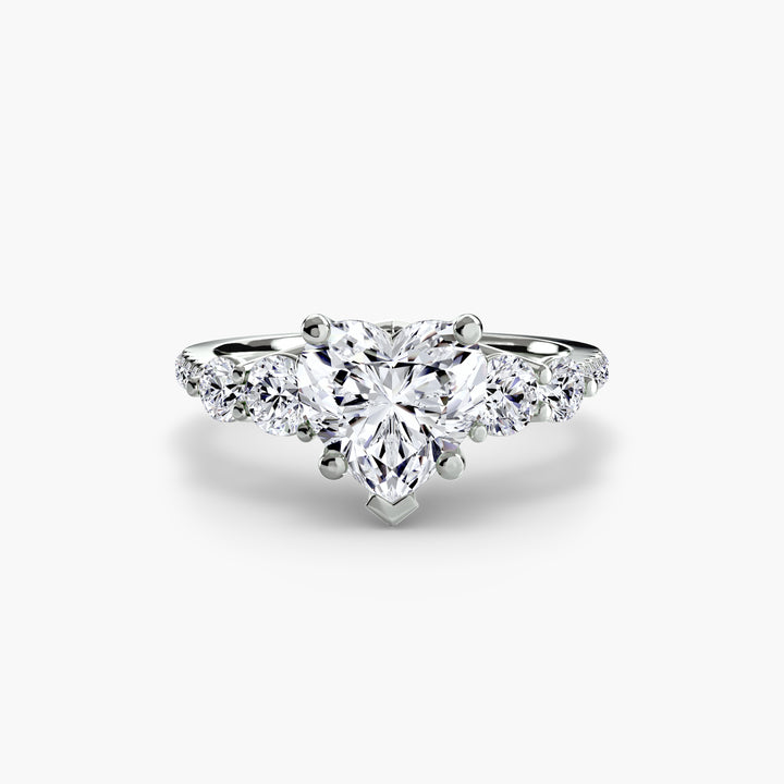 EDNA III Five Stone Diamond Engagement Ring with a Diamond Band