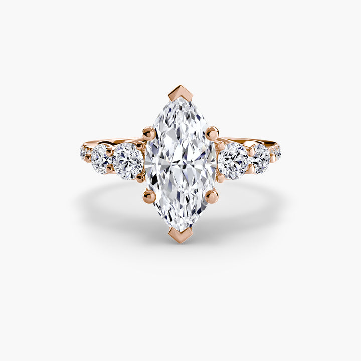 EDNA III Five Stone Diamond Engagement Ring with a Diamond Band