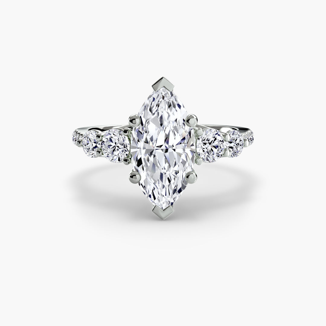 EDNA III Five Stone Diamond Engagement Ring with a Diamond Band