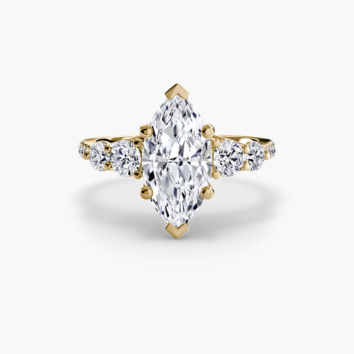 EDNA III Five Stone Diamond Engagement Ring with a Diamond Band