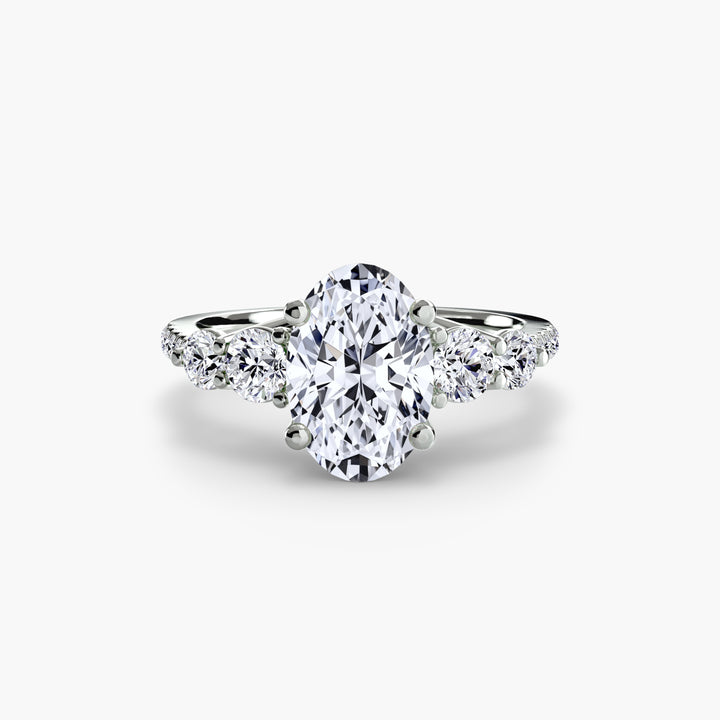 EDNA III Five Stone Diamond Engagement Ring with a Diamond Band