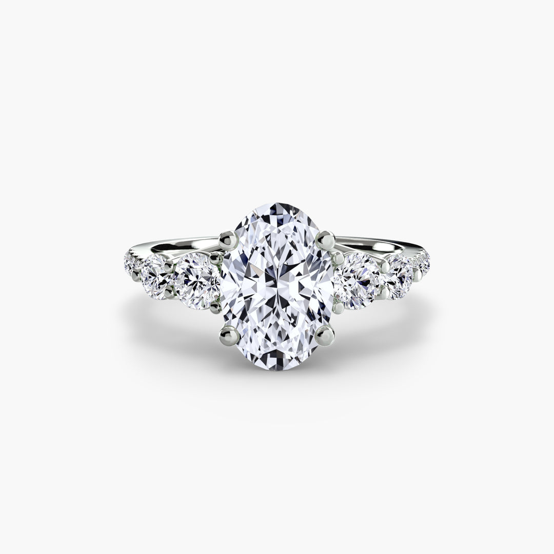 EDNA III Five Stone Diamond Engagement Ring with a Diamond Band