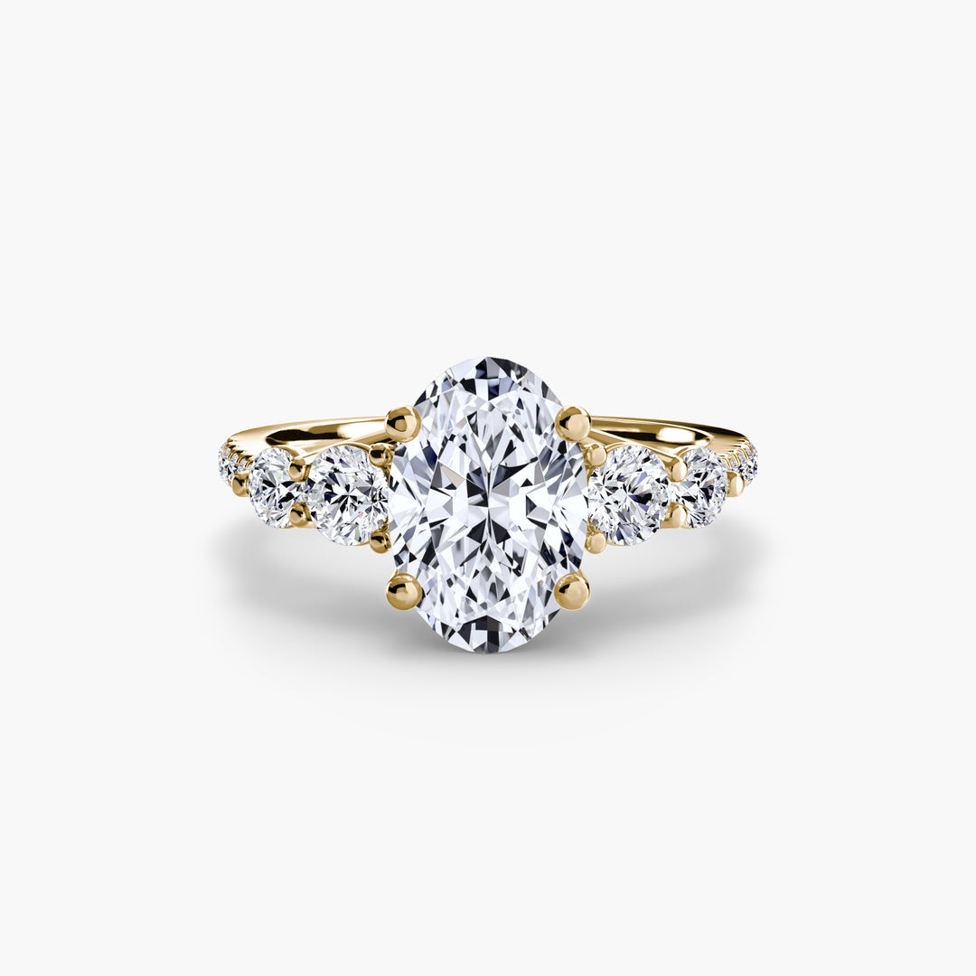 EDNA III Five Stone Diamond Engagement Ring with a Diamond Band