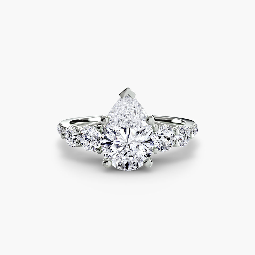 EDNA III Five Stone Diamond Engagement Ring with a Diamond Band