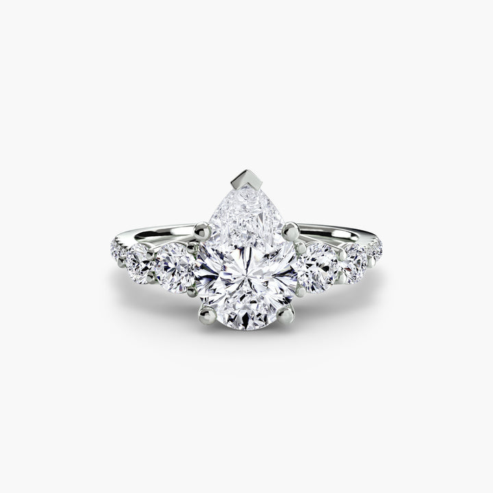 EDNA III Five Stone Diamond Engagement Ring with a Diamond Band