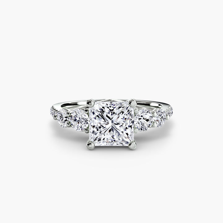 EDNA III Five Stone Diamond Engagement Ring with a Diamond Band