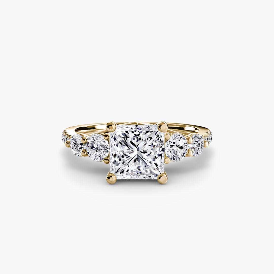 EDNA III Five Stone Diamond Engagement Ring with a Diamond Band