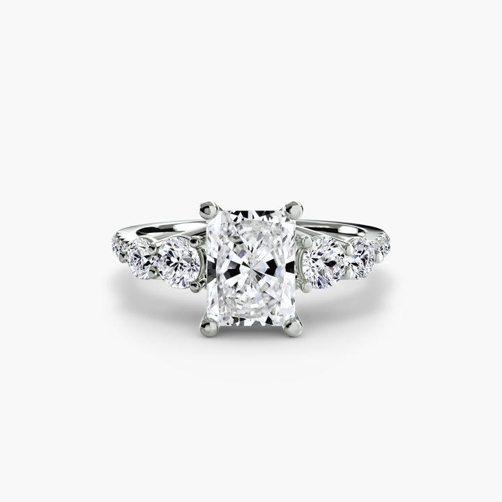 EDNA III Five Stone Diamond Engagement Ring with a Diamond Band