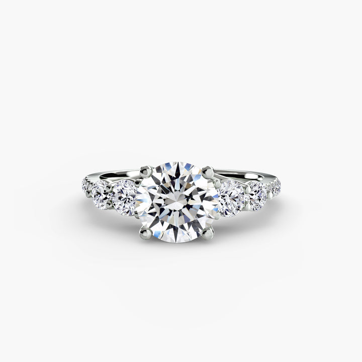 EDNA III Five Stone Diamond Engagement Ring with a Diamond Band