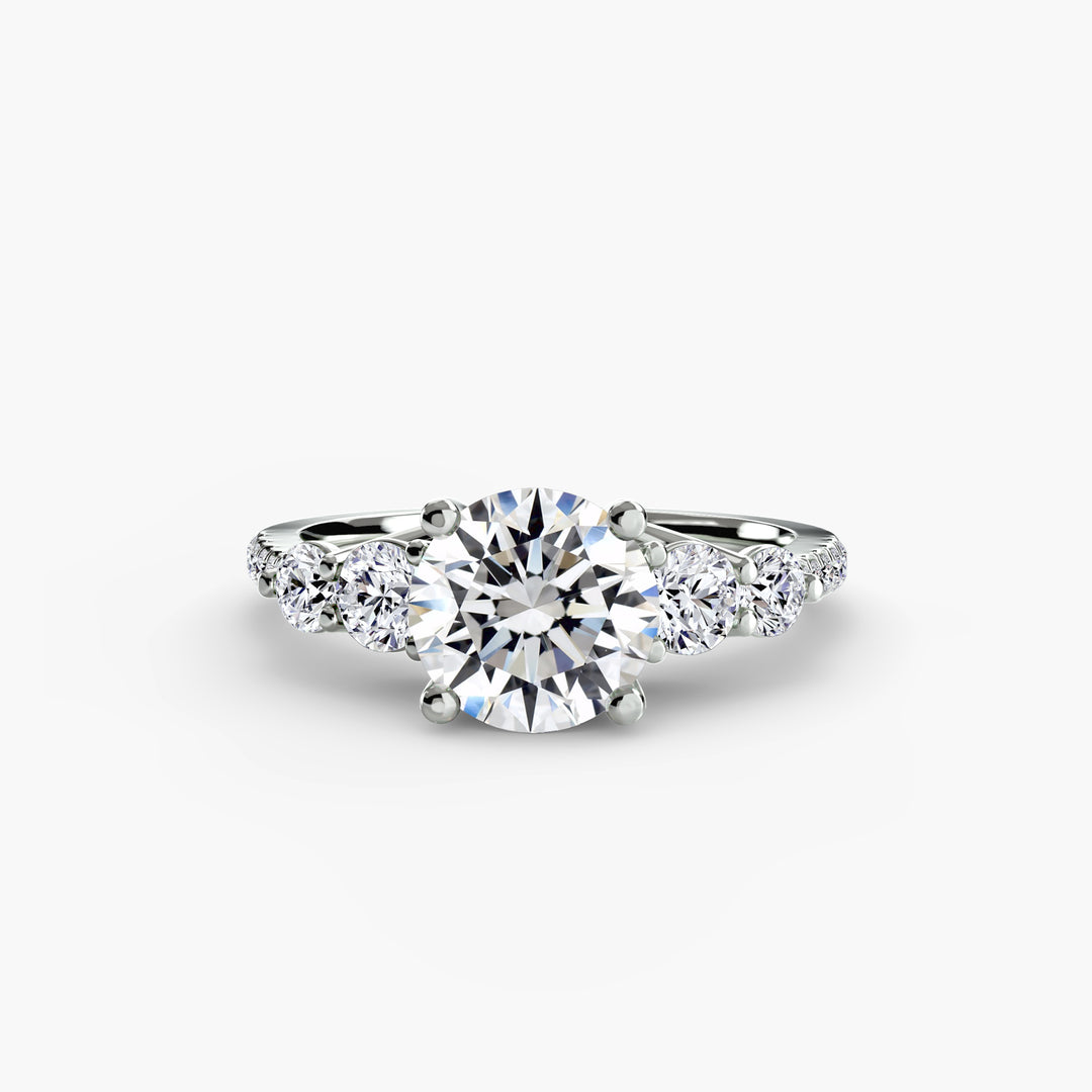 EDNA III Five Stone Diamond Engagement Ring with a Diamond Band