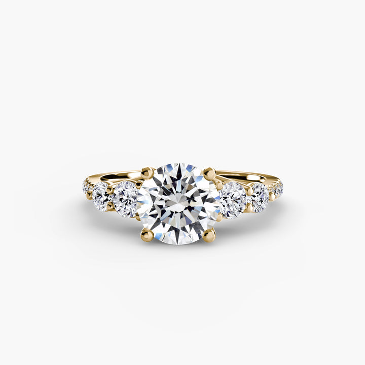EDNA III Five Stone Diamond Engagement Ring with a Diamond Band
