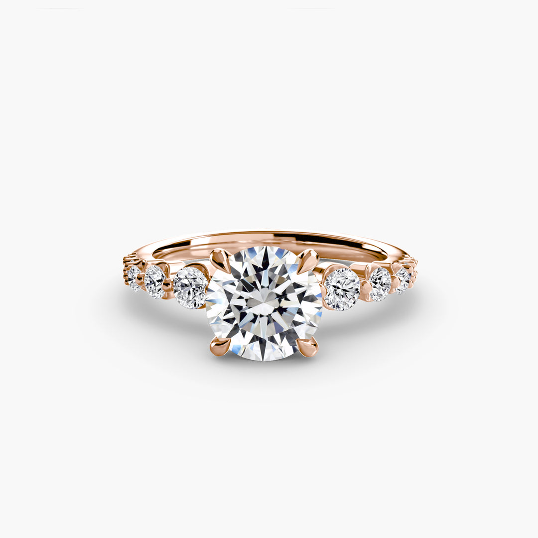 MAURELLE I Round Brilliant Hidden Halo Diamond Engagement Ring with a Diamond Band